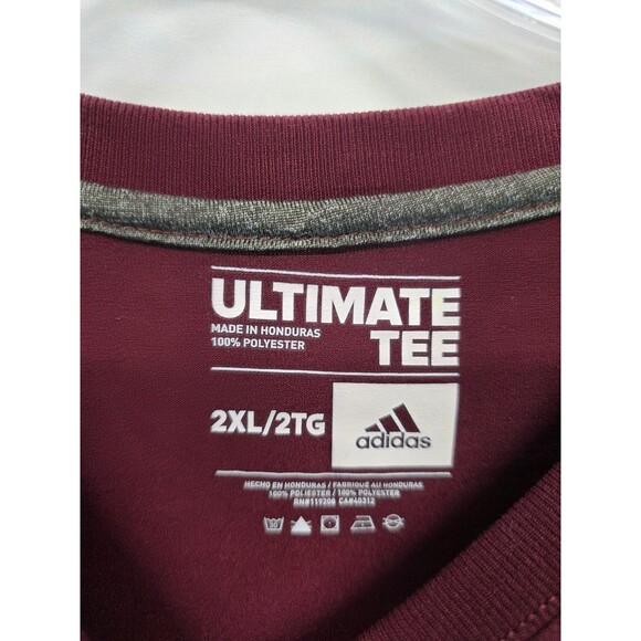 TEXAS STATE UNIVERSITY BOBCATS T Shirt By ADIDAS Mens 2XL Maroon W/ Gold Logo - Picture 2 of 6